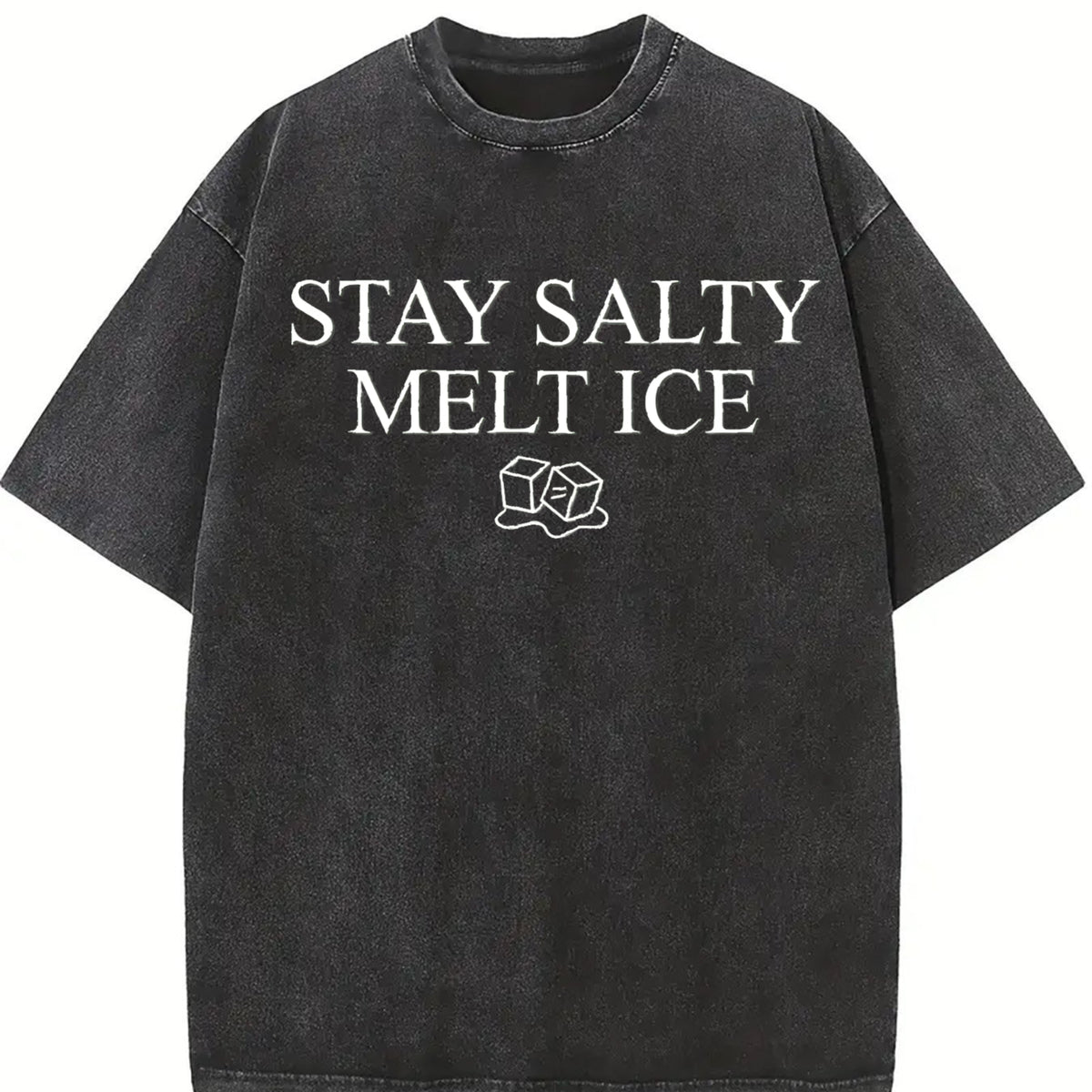 No Ice Stay Salty Melt ICE Vintage Washed T-Shirt in Black