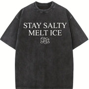 No Ice Stay Salty Melt ICE Vintage Washed T-Shirt in Black