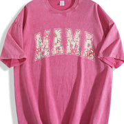 Boho Floral Mama Mothers Day Vintage Washed T-Shirt in Red