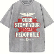 CURB STOMP P3do For Him For Her vintage washed oversized T-shirt in Gray