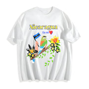 Nicaragua En MI Corazon Patriotic Signs Cotton T-Shirt in White