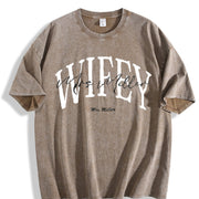 Personalized Wifey Vintage Washed T-Shirt in Brown