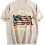 I Miss the American Flag Vintage Washed T-Shirt in Beige