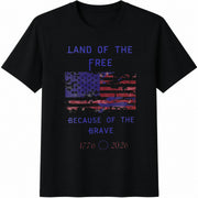 Land of the Free Because of the Brave Cotton T-Shirt in Black