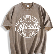 My Jokes Are Officially Dad Jokes Badge Vintage Washed T-Shirt in Brown