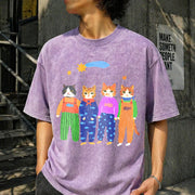 Cat Brothers Vintage Washed T-Shirt in Purple