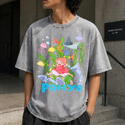 Studio Ghibli Anime Vintage Washed T-Shirt in Gray