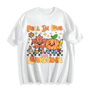 Retro Teacher Fall Cotton T-Shirt in White