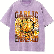 Garlic Bread Food Lover Vintage Washed T-Shirt in Purple