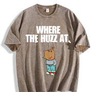 Chill Guy Where the Huzz At Vintage Washed T-Shirt in Brown