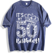 50 years old It's my Birthday 50th Birthday vintage washed oversized T-shirt in Blue