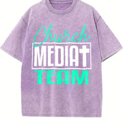 Church Media Team Vintage Washed T-Shirt in Purple