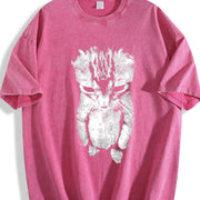 Sad Meme Cat Animal Vintage Washed T-Shirt in Red