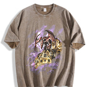 Dragon Castle 90s Gothic Fantasy Vintage Washed T-Shirt in Brown