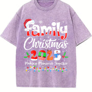 Family Christmas 2025 Vintage Washed T-Shirt in Purple