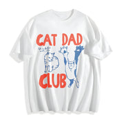 Cat Dad Club Cat Lover Cotton T-Shirt in White