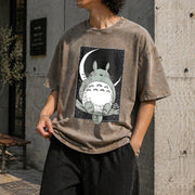 Forest Spirit Adventure Anime Vintage Washed T-Shirt in Brown