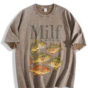 Man I Love Fisht Meme Fish Vintage Washed T-Shirt in Brown