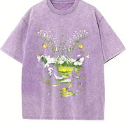 Fierce Green Tiger Vintage Washed T-Shirt in Purple