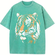 Tiger Retro Animal 90s Animal for Tiger Lover vintage washed oversized T-shirt in Blue
