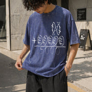 2 Fishes 5 Breads Jesus Feeds the 5000 Christian Bible Vintage Washed T-Shirt in Blue