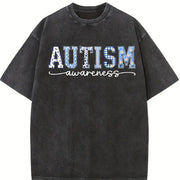 Autism Awareness Neurodiversity Vintage Washed T-Shirt in Black
