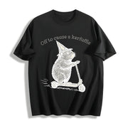 Off to Cause a Kerfuffle Groundhog Scooter Silly Animal Cotton T-Shirt in Black