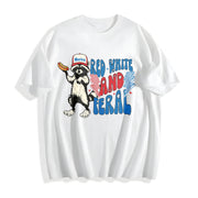 Red White and Feral Cotton T-Shirt in White
