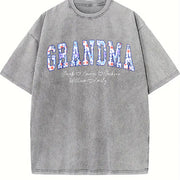 Personalized Grandma Vintage Washed T-Shirt in Gray
