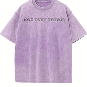Cow Lover Country Cows Over Crowds vintage washed oversized T-shirt in Purple