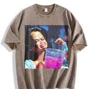 Glam Doll with a Purple Drink Vintage Washed T-Shirt in Brown