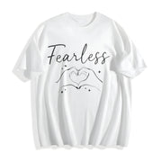 Fearless Hands Sign Cotton T-Shirt in White