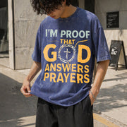 I Am God's Response to Prayer Vintage Washed T-Shirt in Blue