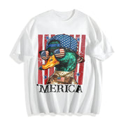 4th of July Mallard Duck Boy PNG Cotton T-Shirt in White