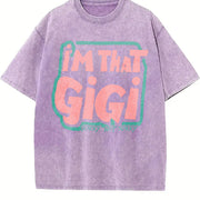 GIGI Text Spring/ vintage washed oversized T-shirt in Purple