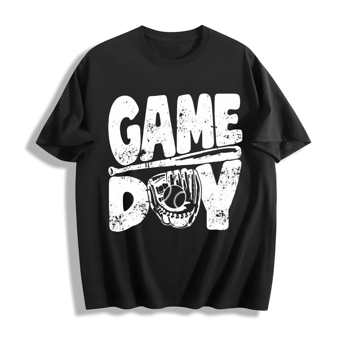 Baseball Gameday Game Day Cotton T-Shirt in Black