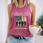 Land of the Free Because of the Brave Women's Color Cotton Tank Top in Red