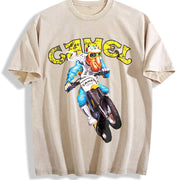 Joe Camel Joe Camel Dirt Bike Supercross AD Custom vintage washed oversized T-shirt in Beige