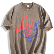Retro Thick Vintage Washed T-Shirt in Brown