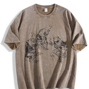 Frog Musicians 90s Retro ® Vintage Washed T-Shirt in Brown