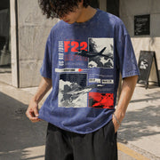F-22 Raptor Vintage Washed T-Shirt in Blue