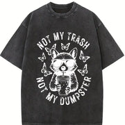 Not My Trash Not My Dumpster Snarky Raccoon Vintage Washed T-Shirt in Black
