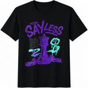 Man's Chess King Graffiti White Stretch for Boys Man Cotton T-Shirt in Black