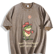 I Have To Say Weird Stuff Or I Will Die Humor Frog vintage washed oversized T-shirt in Brown