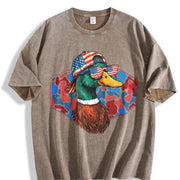 Mallard Duck Flying Vintage Washed T-Shirt in Brown