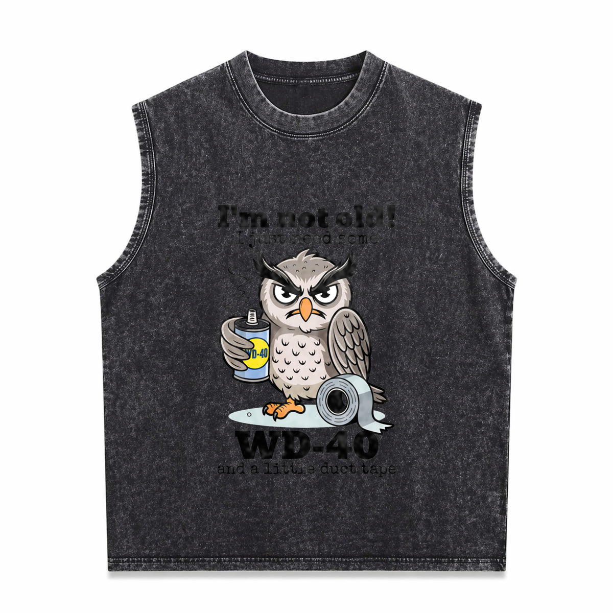 Owl I'm Not Old I Just Need Some Vintage Washed Tank Top in Black