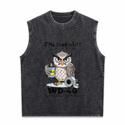 Owl I'm Not Old I Just Need Some Vintage Washed Tank Top in Black
