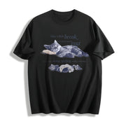 Y2k Relaxing Cat Lover Cotton T-Shirt in Black