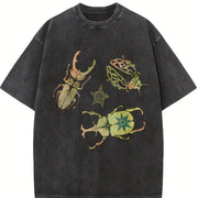 Allomyrina Dichotoma Insect Lover S~5XL and Batik vintage washed oversized T-shirt in Black