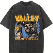Valley Champions Only Racing Skull Tank Vintage Washed T-Shirt in Black